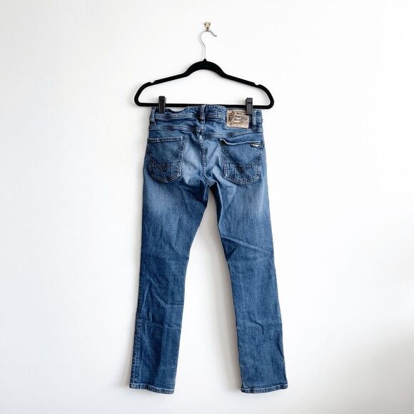 Volcom Vorta Women's Low Rise Slim Straight Stretch Denim Jeans Mid Wash Blue 28 - Picture 2 of 11